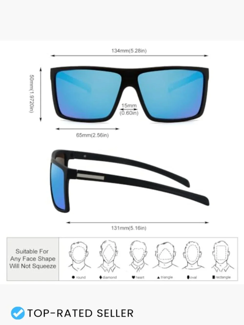 Men's Classic Square Polarized Sunglasses UV Protection Driving Stylish Shades